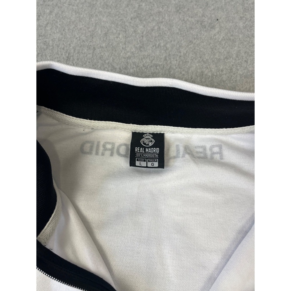Real Madrid CF Track Jacket Mens L Black White Blue Color Block Full Zip - Picture 3 of 8